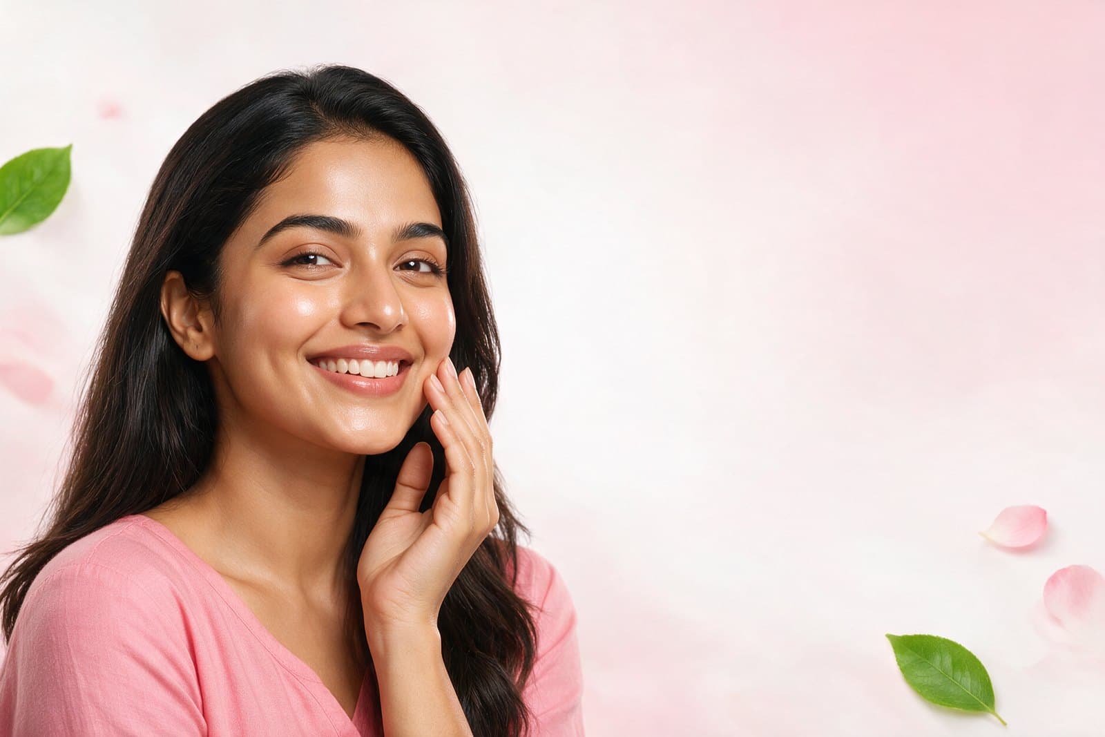 Smiling woman with healthy, glowing skin